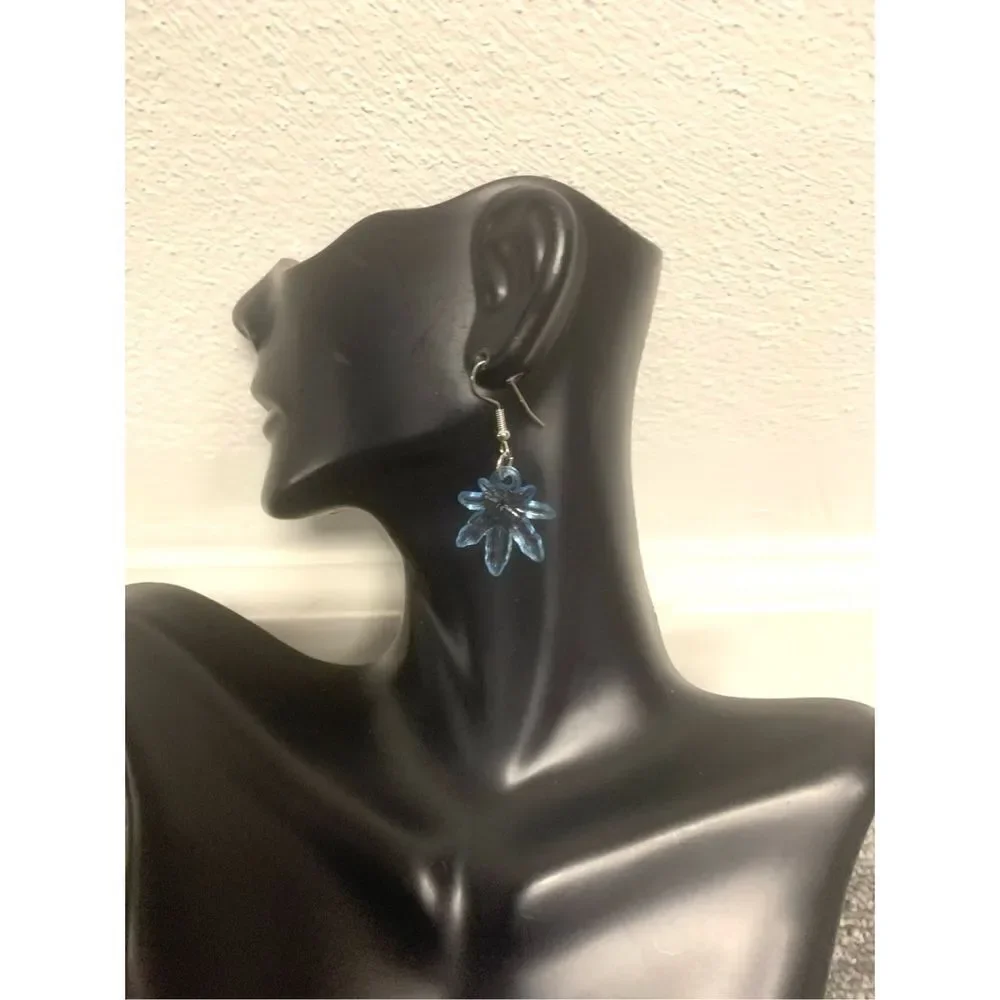 Blue Weed Statement Earrings